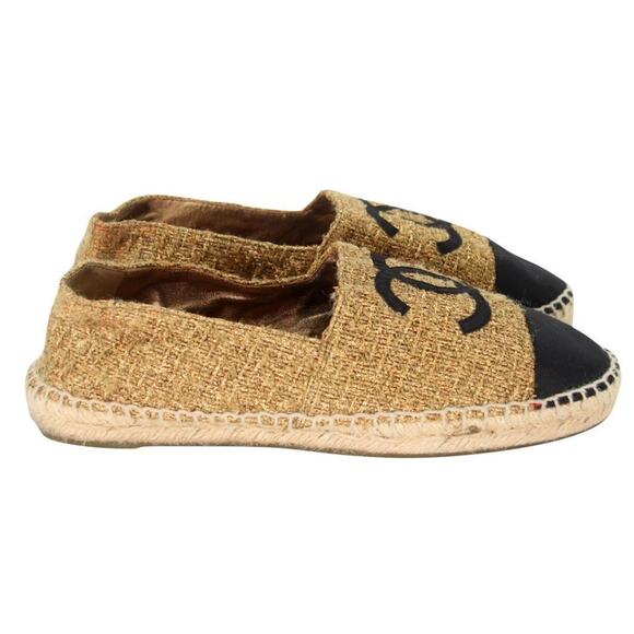 Chanel Crinkled 37 Tweed Cap Toe Runway Rare CC Flats CC-0712N-0009 - Picture 6 of 12